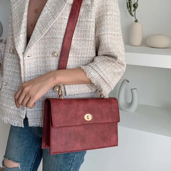 

Simple Style Women Shoulder Crossbody Bag All-match 2019 Chic Personality Small Square Package PU Leathe Female Vintage Bag