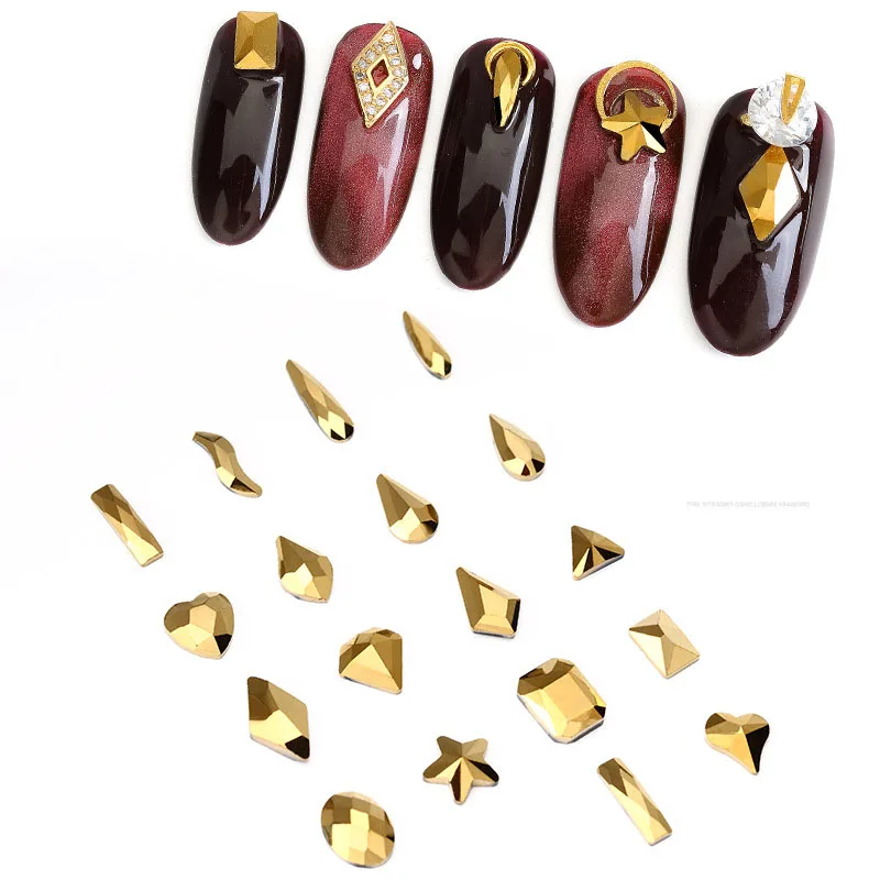 Новое поступление, 24 вида, золотые Стразы для ногтей, стразы swarovsky, золотые стразы для украшения ногтей