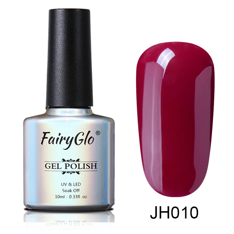 FairyGlo, 10 мл, серия винно-красного цвета, Гель-лак, УФ-лак для ногтей, чистый цвет, замачиваемый Гель-лак для ногтей, Полупостоянный Гель-лак для ногтей, эмаль - Цвет: JH010