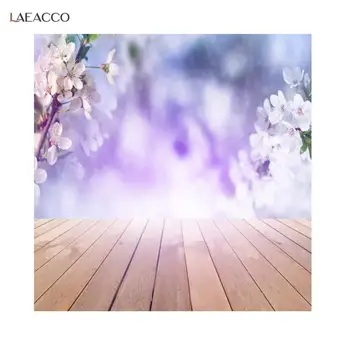 

Newborn Baby Shower Spring Peach Blossom Flowers Wood Floor Photography Backdrop Light Bokeh Photo Background For Photo Studio