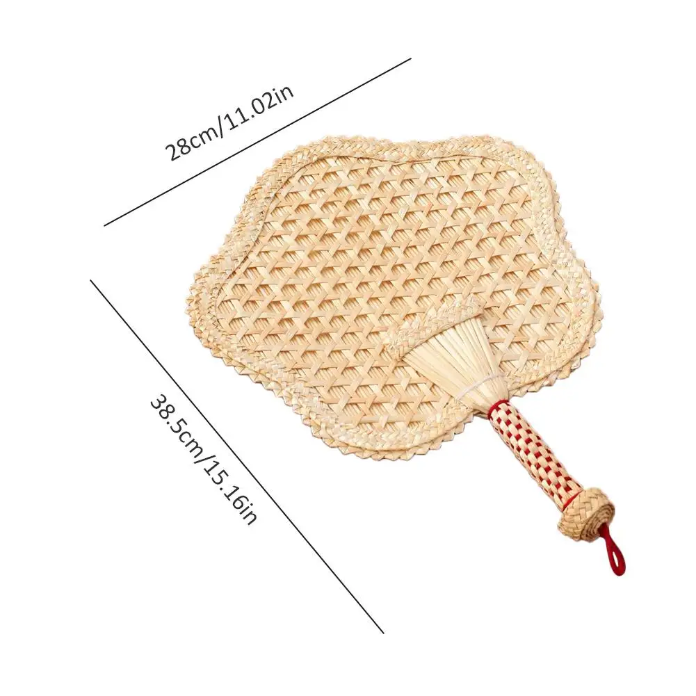 1 Pcs Pure Hand-Woven Wheat Straw Fan Old Man Summer Natural Hand Fan Environmentally Friendly Hand-Woven Fan Decoration Heart