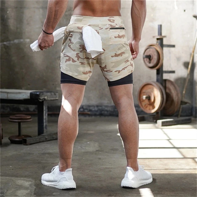 Pantalones cortos de entrenamiento para hombre, ropa de gimnasio,  culturismo, de malla de secado rápido, Deportivos - AliExpress