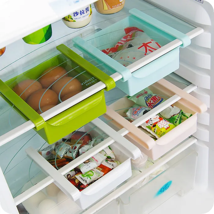 

Newest Household Universal Stackable Fresh-Keeping Refrigerator Shelf Organizer Bins For Kitchen Desk Table Living Room Storage