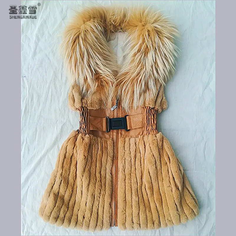 Кожаный меховой жилет топы натуральный мех женский короткий кролика мул большой