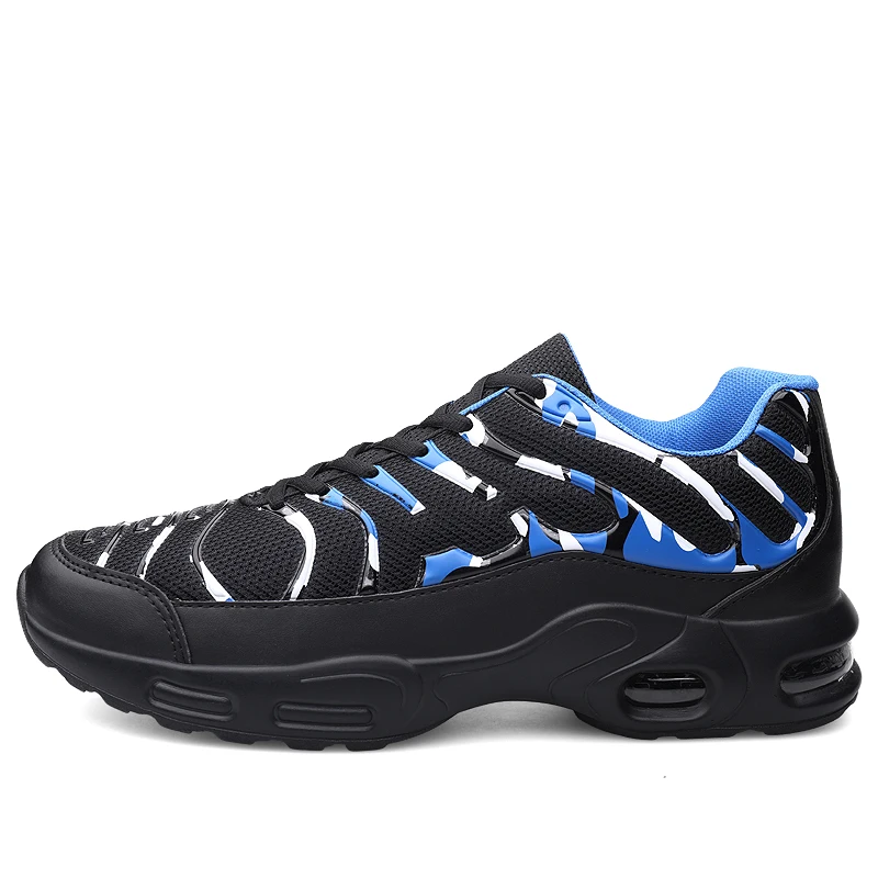 Damyuan кроссовки с дышащей сеткой удобные теннисные кроссовки с воздушной подушкой для прогулок на открытом воздухе высокие мужские кроссовки большой размер 46 - Цвет: Black And Blue