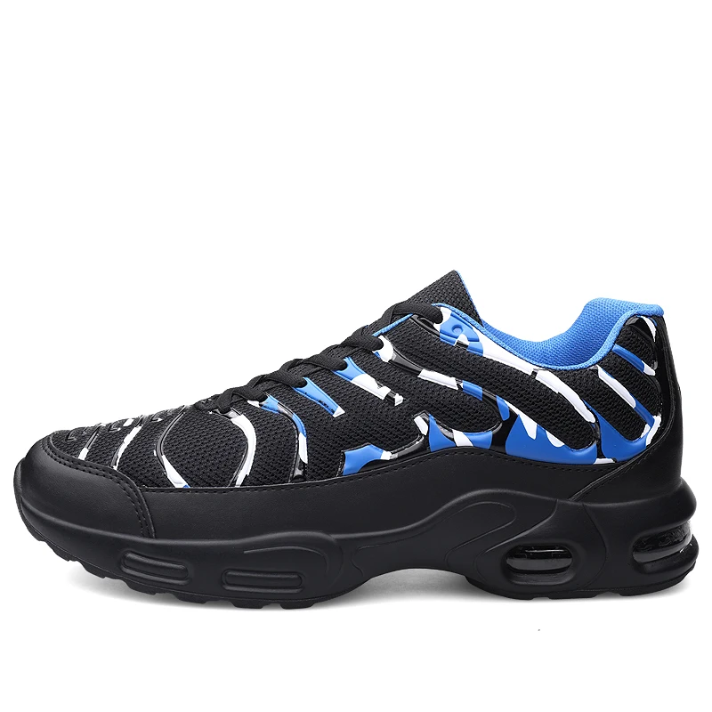 Black And Blue Damyuan кроссовки с дышащей сеткой удобные теннисные кроссовки с воздушной подушкой для прогулок на открытом воздухе высокие мужские кроссовки большой размер 46 - Цвет: Black And Blue