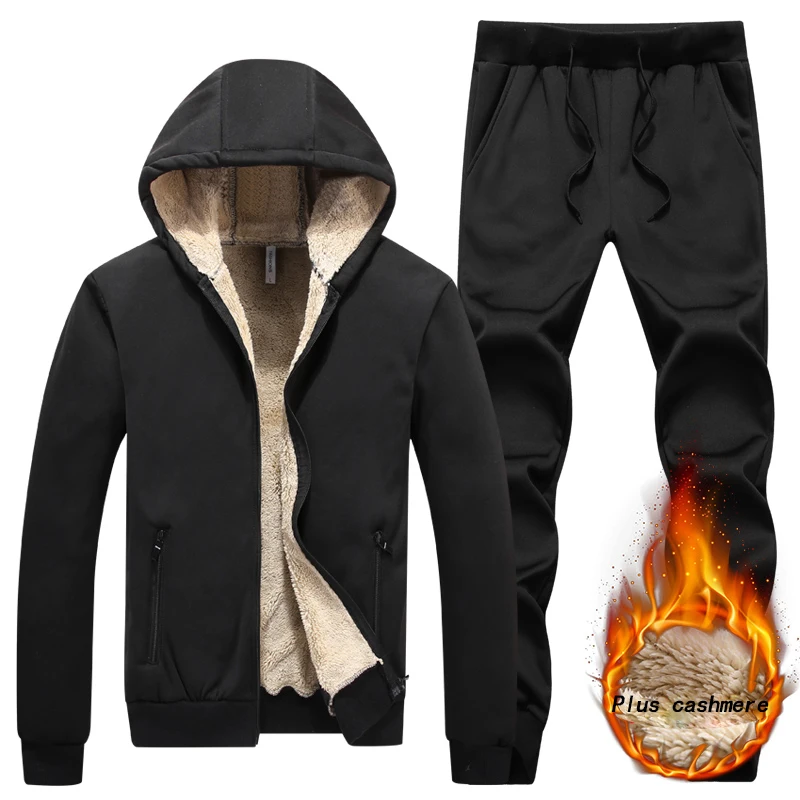 

Зимняя плотная куртка и брюки из бархата из двух частей + Спортивные Повседневные теплоизоляционные Мужские 5XL карманы на молнии большая овечья пушистая