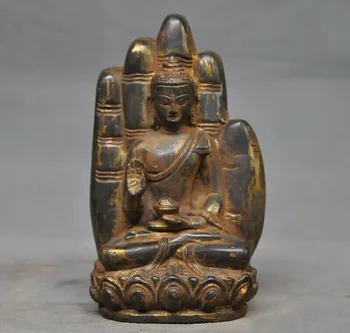 

wedding decoration 6" Tibetan Buddhism bronze gilt Buddha hand Amitayus Sakyamuni Tathagata statue