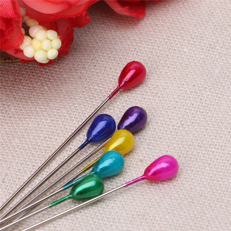 100pcs Pearl Head Pins Crystal Head Corsage Sewing Pins Straight