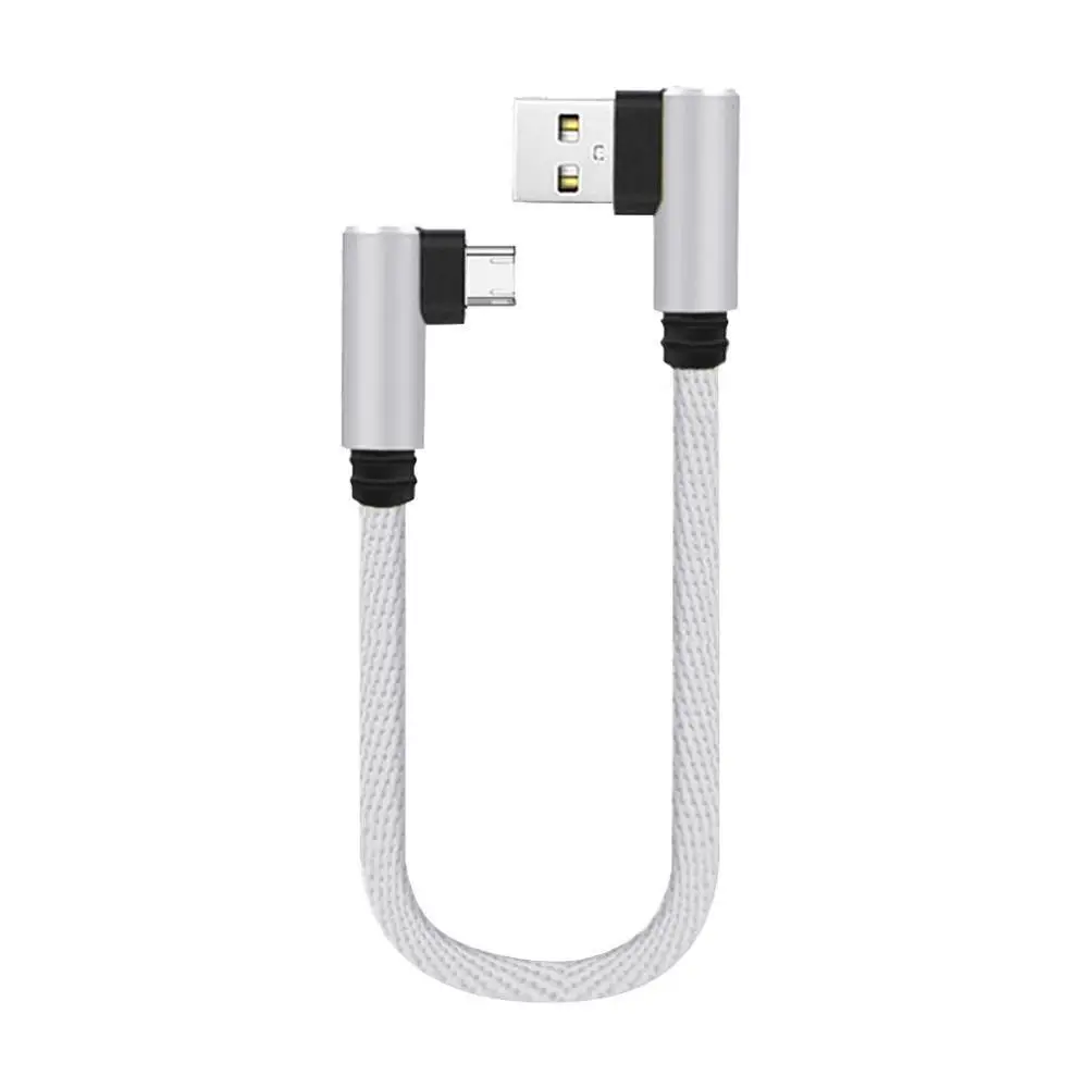 25 см кабель USB-Type C Micro USB короткий зарядный кабель локоть 90 градусов USB C Micro USB кабель - Цвет: Белый