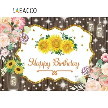 

Laeacco Baby Birthday Backdrops For Photography Wooden Board Flowers Shiny Star Party Decor Photographic Background Photocall