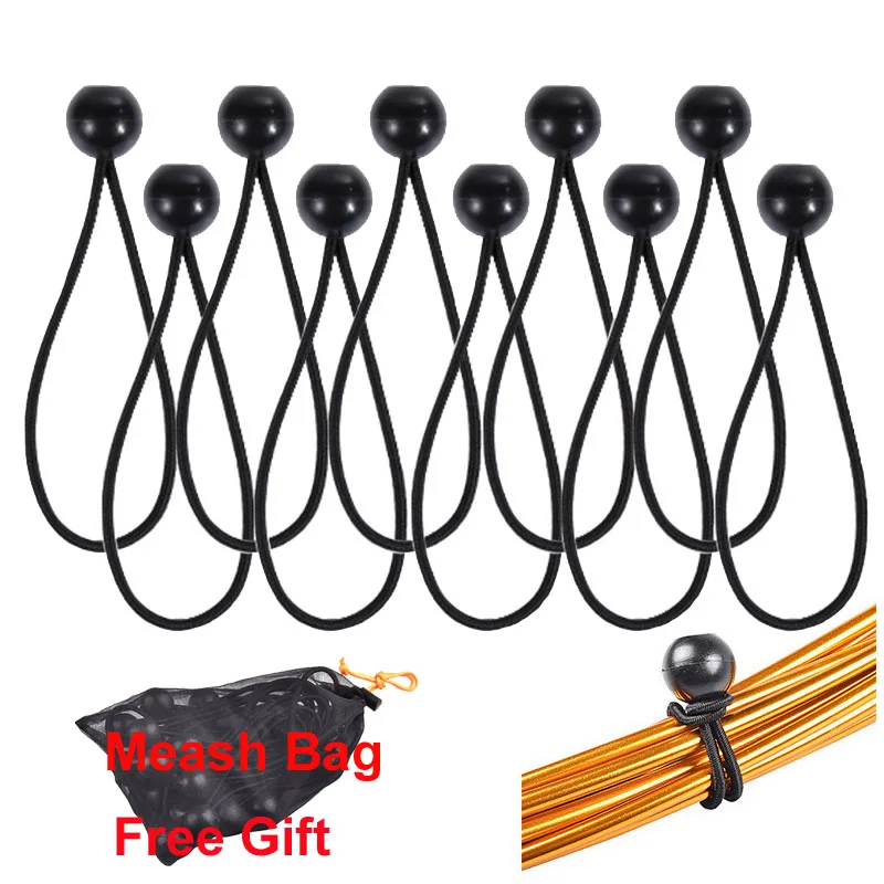 10 шт. эластичный шнур мяч с сетчатым мешком головной Банджи брезент навес