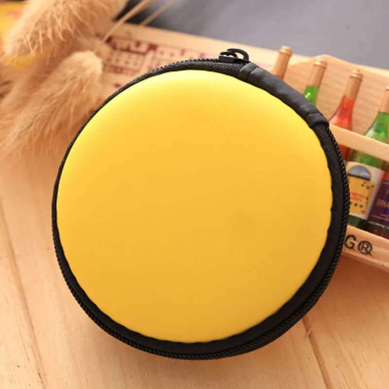 round yellow Держатель для наушников чехол для хранения жесткий мешок, чехол для наушников Аксессуары для наушников Наушники карта памяти usb кабель - Цвет: round yellow