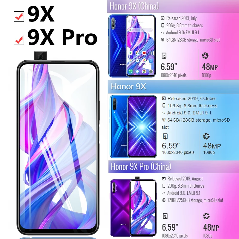 Полное покрытие стекло для huawei Honor 9x Pro Защитная пленка для экрана Huwei Honer x9 9 x pro 9xpro закаленное стекло