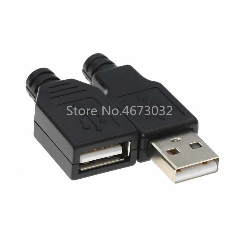 50 шт тип A Мужской Женский USB 4 Pin разъем с черным пластиковым покрытием типа DIY