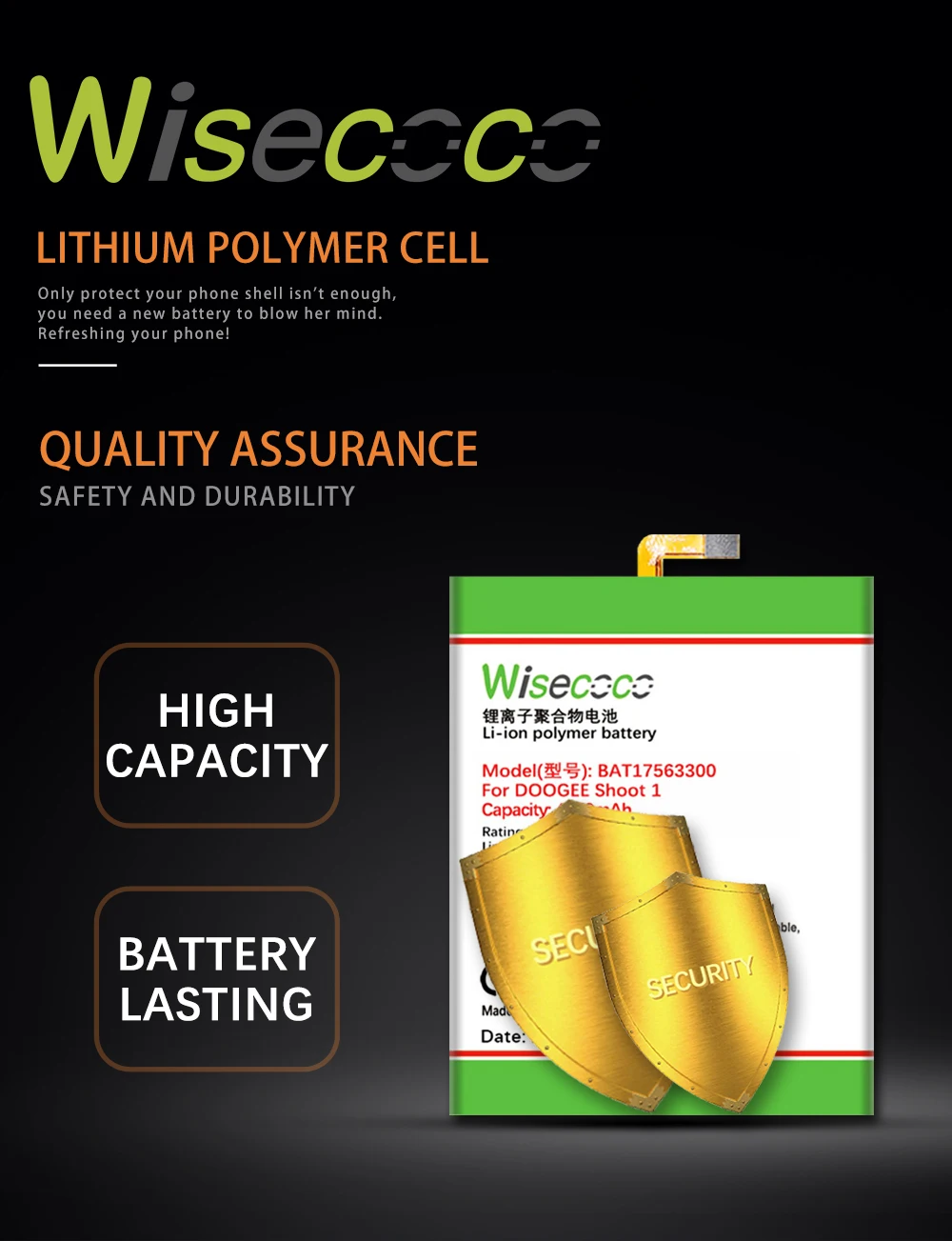 Wisecoco BAT17563300 4000 мАч 3,8 в встроенный аккумулятор Для Doogee Shoot 1 Shoot1 Замена аккумулятора телефона+ номер отслеживания
