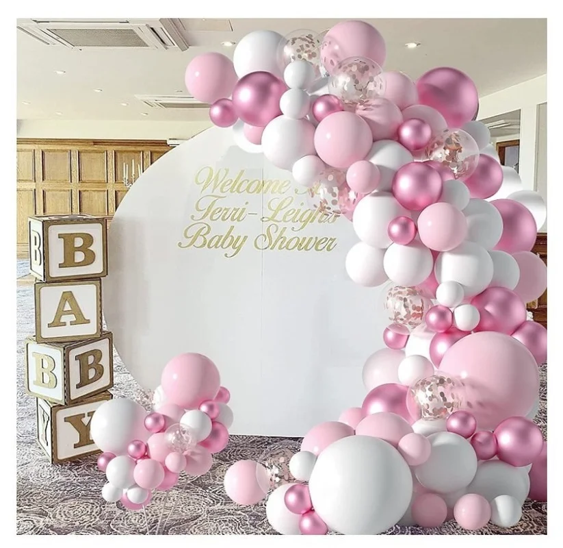 

Pink Chrome Rose Gold Balloon Arch Garland Wedding Romantic Scene Birthyday Baby Shower Party Background Decor Globos Kids Toys