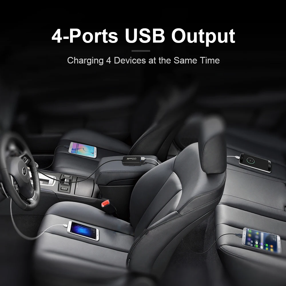 Автомобильное зарядное устройство QGEEM 4 USB QC 3 0 быстрая зарядка телефона