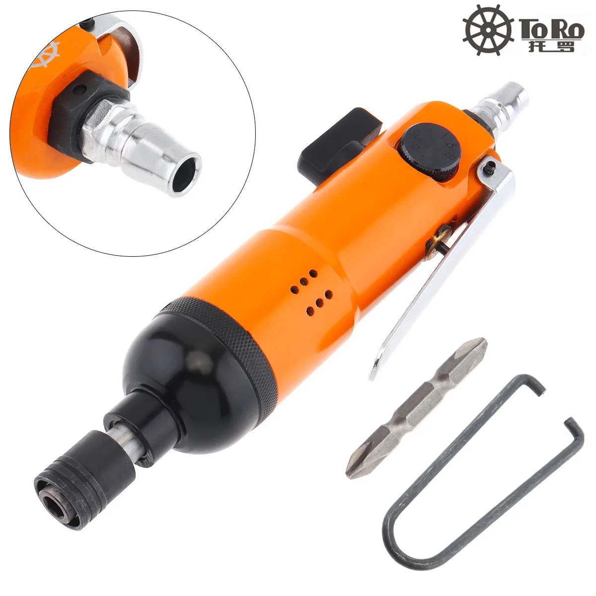 

TR-5HA 5mm 9000rpm Straight Shank Pneumatic Air Screwdriver Pneumatic Tools with Double-headed Screwdriver Bit and Small Hook