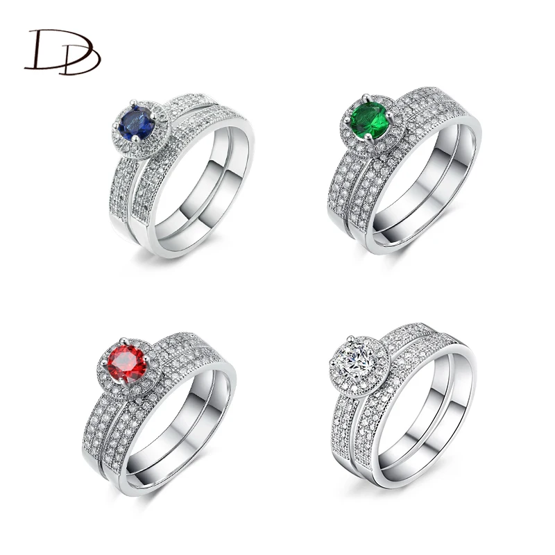 

DODO Rings Set For Women Promise Engagement Rings Silver Color AAA Zircon Party Gift Fashion Jewelry bijoux femme DD042