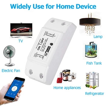 

Smart Wifi Switch Wireless Smart Light Switch Universal DIY Module 10A WiFi Remote Control With Timer Alexa & Google D30