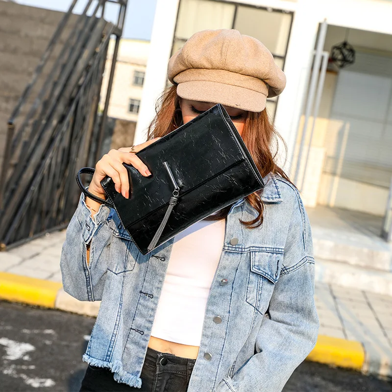 

Genuine Leather Clutch Bag WOMEN'S Handbag 2019 New Style Korean-style Chain Shoulder Oblique Versatile Handbag Dinner Banquet B