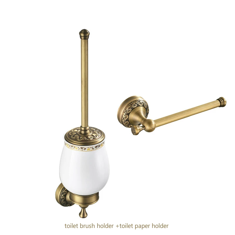 

Toilet Paper Stand Solid Brass Toilet Brush Holder Bathroom Accessories Set Toilet Roll Paper Holder Bronze Brushed Towel Ring