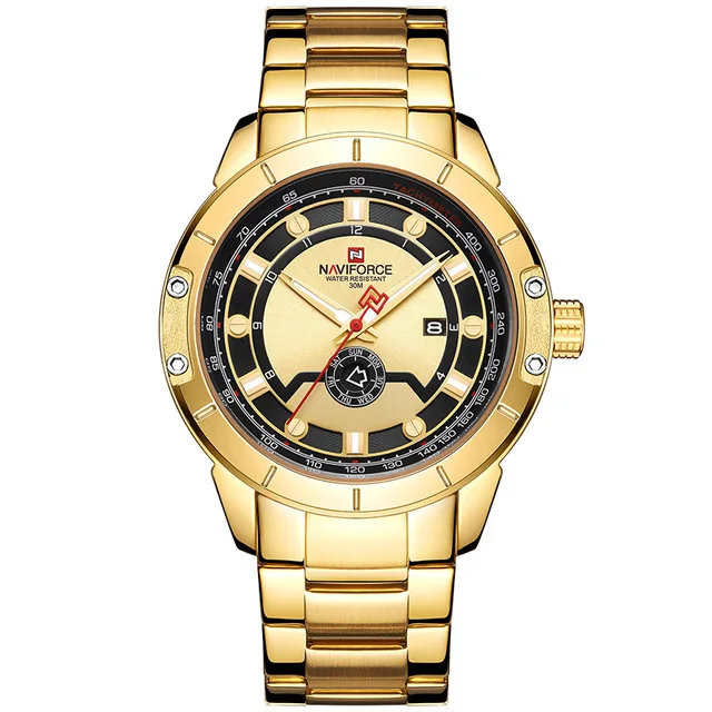 Новинка NAVIFORCE мужские s часы Топ Модный бренд для мужчин полная сталь кварцевые часы аналог водонепроницаемые спортивные армейские военные наручные часы - Цвет: GG