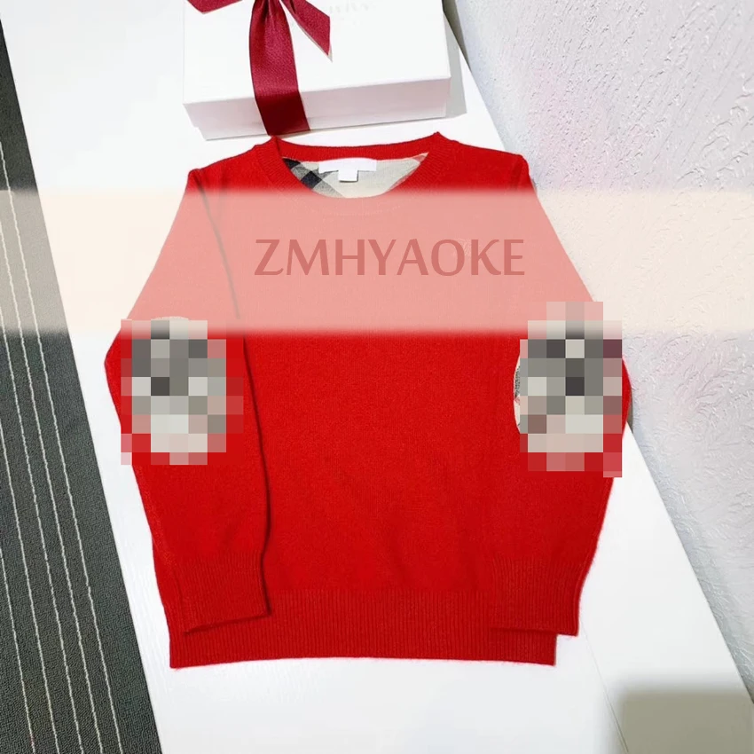 

Spot ZMHYAOKE-Bur 2019 Autumn Girls Sweaters Sleeve Plaid Patch Sweater Christmas Baby Clothes Pullover Kids Sweaters Girls Top