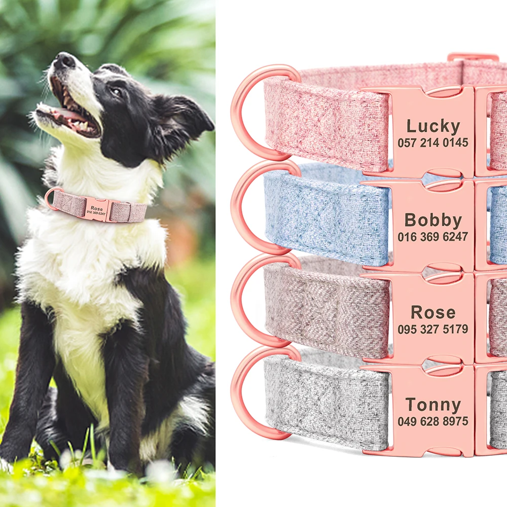 Personalized Dog ID Collar Strong Hemp Dogs Collars Pet Lead Leash Free