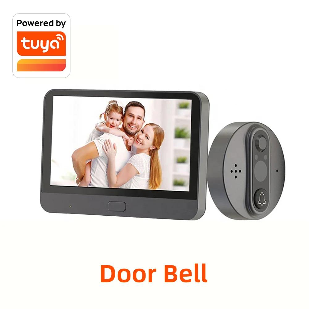 door video intercom Tuya WiFi Peephole Door Viewer Camera Wifi Doorbell Video Intercom 4.3" Monitor Detection Built-in battery App remote control door intercom with camera Door Intercom Systems