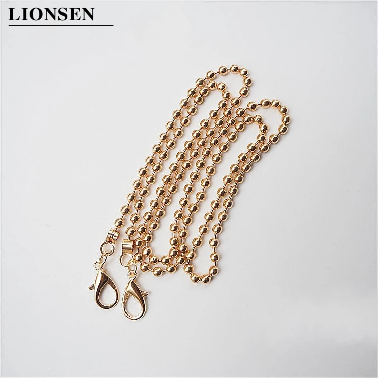 Lionsen 120cm Ball Replacement Chain Strap Metal link Clasp Purse Chain Bag Handle Shoulder Cross Body Handbags Chain Strap - Цвет: Золотой
