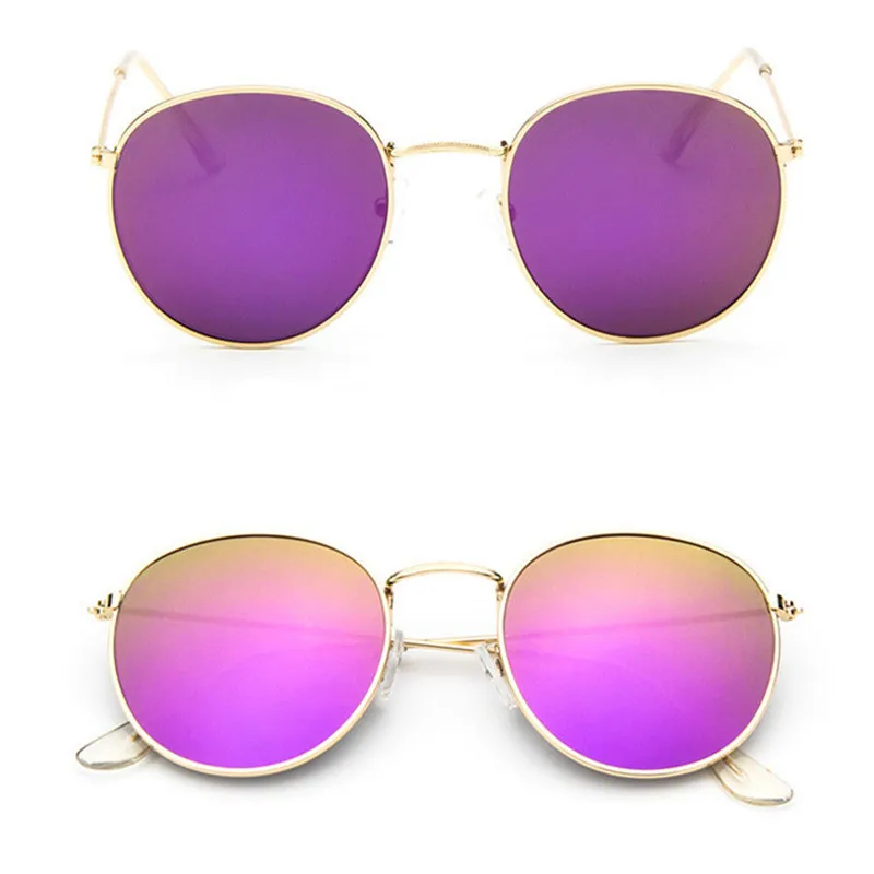Модные женские круглые солнцезащитные очки в стиле ретро, женские брендовые дизайнерские солнцезащитные очки для женщин, женские солнцезащитные очки Oculos - Цвет оправы: Фиолетовый