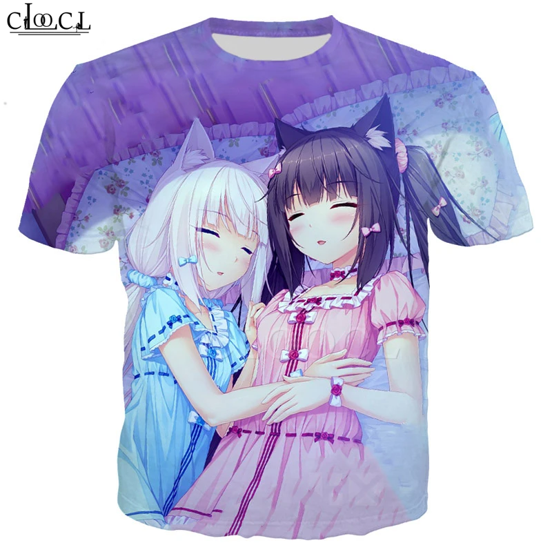 CLOOCL новый стиль аниме Nekopara шоколад ваниль милые девушки футболка 3D печать