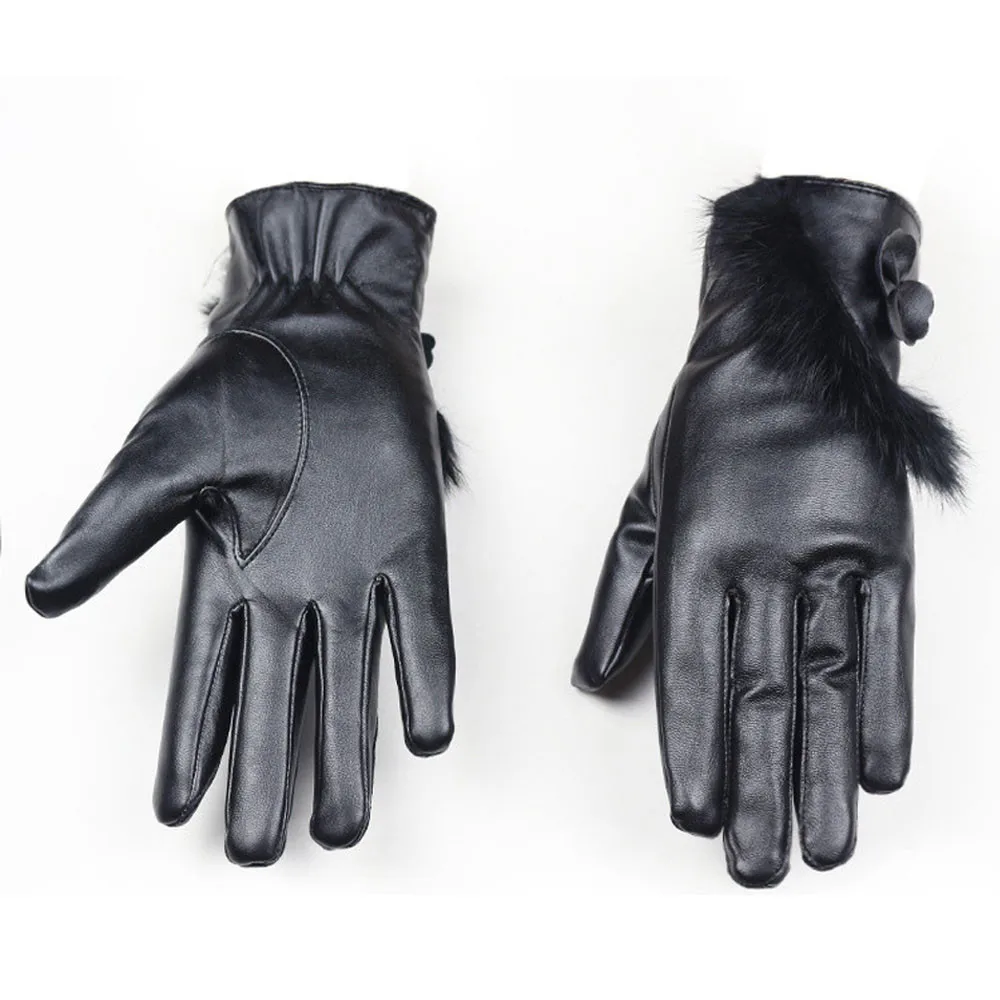 Модные женские зимние теплые кожаные перчатки, женские перчатки с мягкой подкладкой для вождения, женские перчатки с сенсорным экраном, перчатки для вождения на весь палец