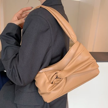 

Bow Design Fashion Women Bag 2020 Trend Solid Elegant Small Shoulder Bag Simple Vintage Branded Handbags Zipper Tote Female