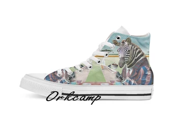 

Zebra Morning Custom Casual High Top lace-up Canvas shoes sneakers Drop shipping