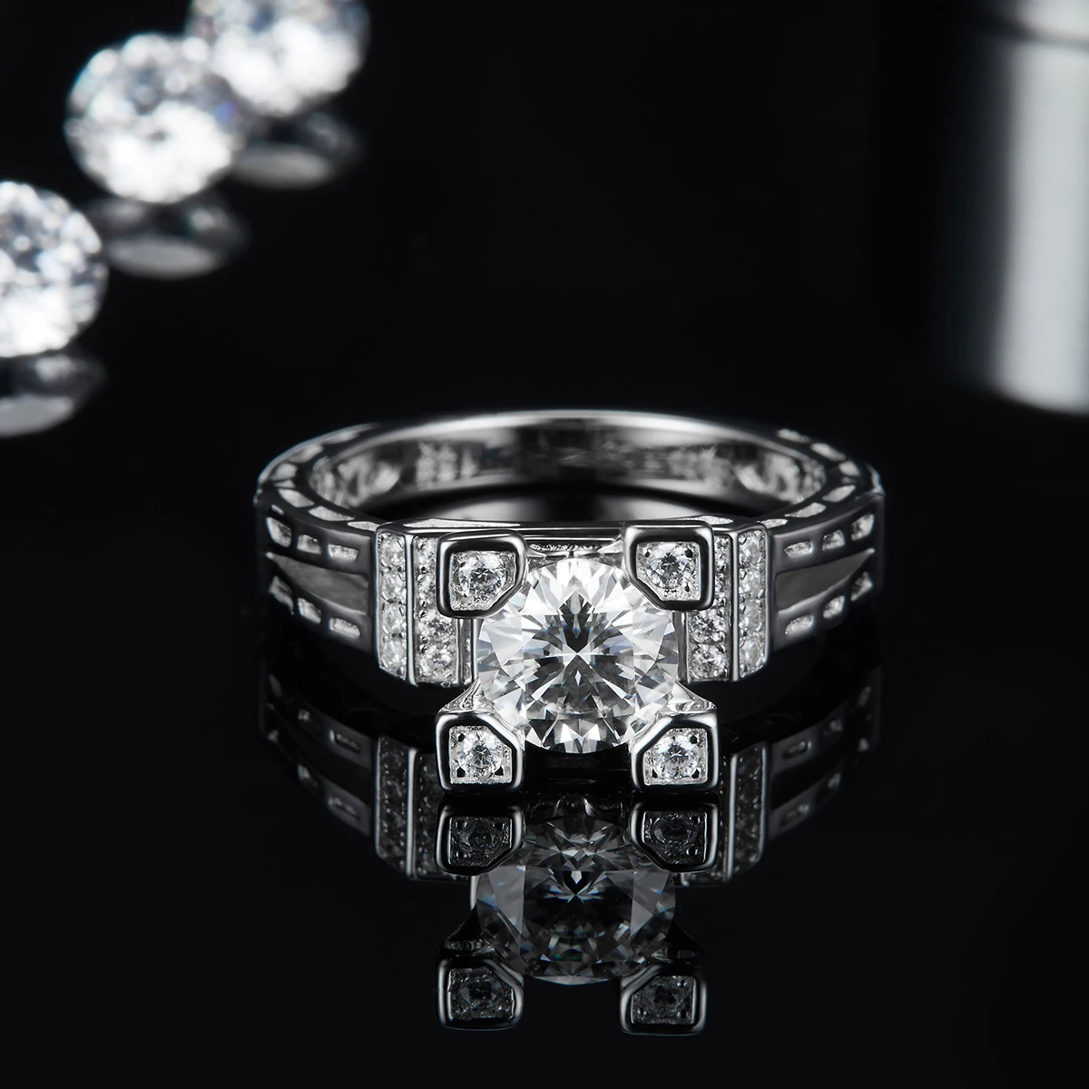 RICA FELIZ 925 Sterling Silver Moissanite Ring 1ct Round & Baguette Moissanite Engagement Ring Setting For Women Wedding RicaFeliz • 2022