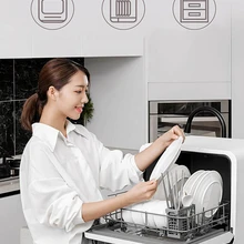 Bowl-Machine Countertop Dishwasher QCOOKER Fully-Automatic Brush Five-Mode Standing Sterilization