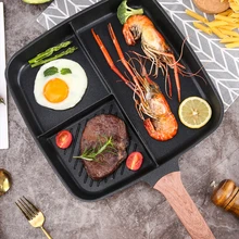 Breakfast Three-in-one Frying Pan Multifunctional Multi-griddle Divider Steak Pan Non-stick Egg Induction Cooker