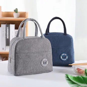 

Lunch Bag for Picnic Travel Oxford Aluminum film Pure Color Insulation Package Portable Breakfast Food Box Waterproof