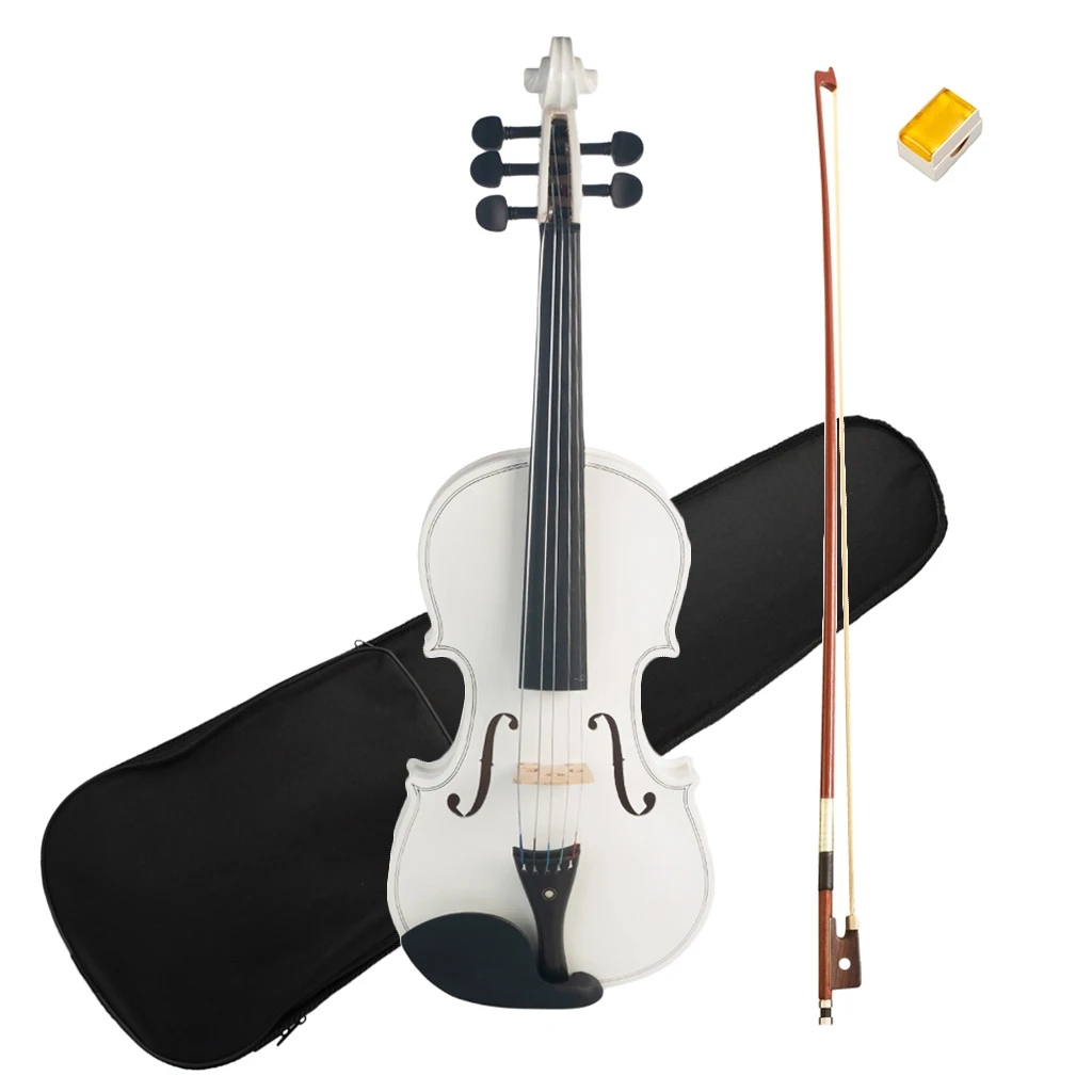 

5 String Acoustic Violin 4/4 Full Size W/Storage Case And Bow Rosin White