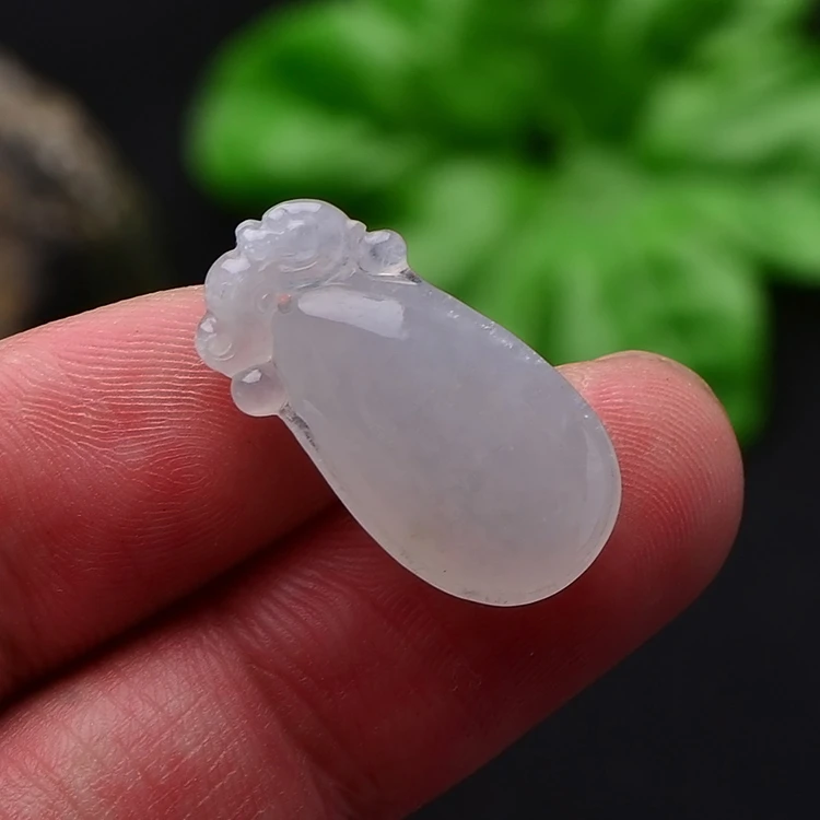 Natural jade ice seed drop pendant genuine A cargo old pit water drop pendant male and female models to send certificates