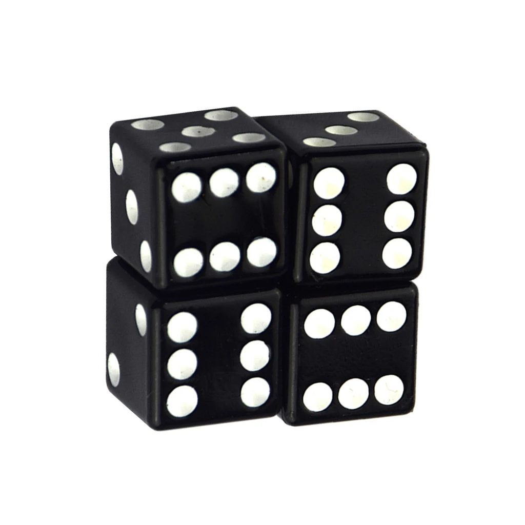 Black Dice Tire Air Valve Stem Caps Car Truck Bike ATV Wheel Rims, Pack of 4