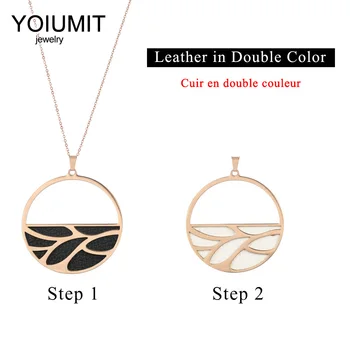 

Cremo DIY Rose Gold Interchangeable Leather Necklace Pendant Stainless Steel Necklace For Women Fashion jewellery Dropping