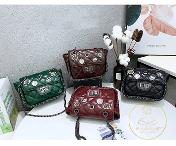 

2020 New Lady Vintage Metal Badge Chain Saddle Bag Vintage Fragrance Style Women Square Shoulder Bag