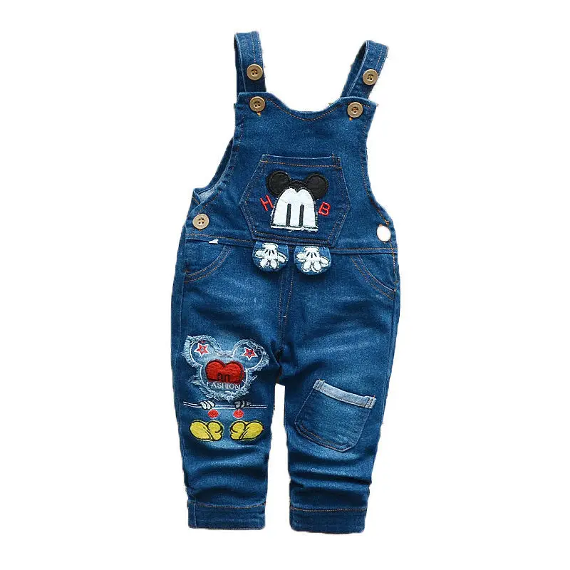 Spring Fashion Leisure Pant for Baby Girls Bib Pants Children Denim Overall Trousers Kids Cartoon Infant Jean baby trousers baby leggings kids denim jeans