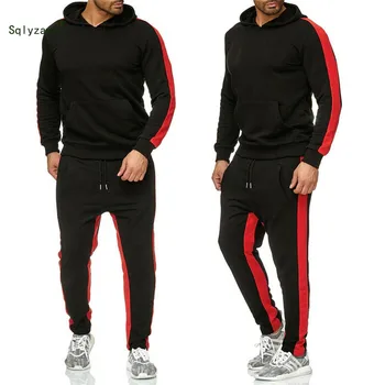 

Autumn Winter Men Sweatshirt Tracksuit Two Piece Sportswear Set Side Stripe Long Sleeve Tracksuit Sweatpants Set Matching Outfit