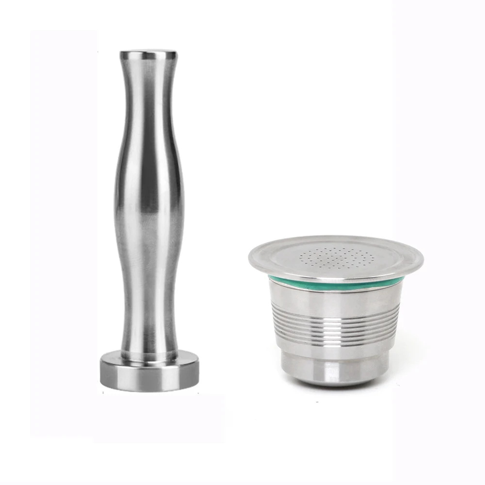 

Coffee filter Stainless Steel Nespresso Reusable Capsule with Press coffee Stainless Tamper Refillable Coffee Capsules Pod new
