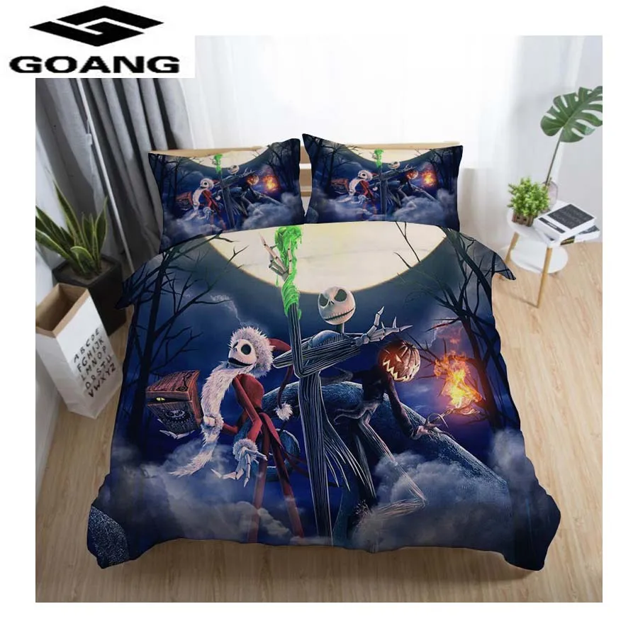 Черный GOANG Комплект постельного белья 3d цифровая печать Кошмар перед Рождеством простыня пододеяльник и наволочка текстильные постельные принадлежности для дома - Цвет: Черный